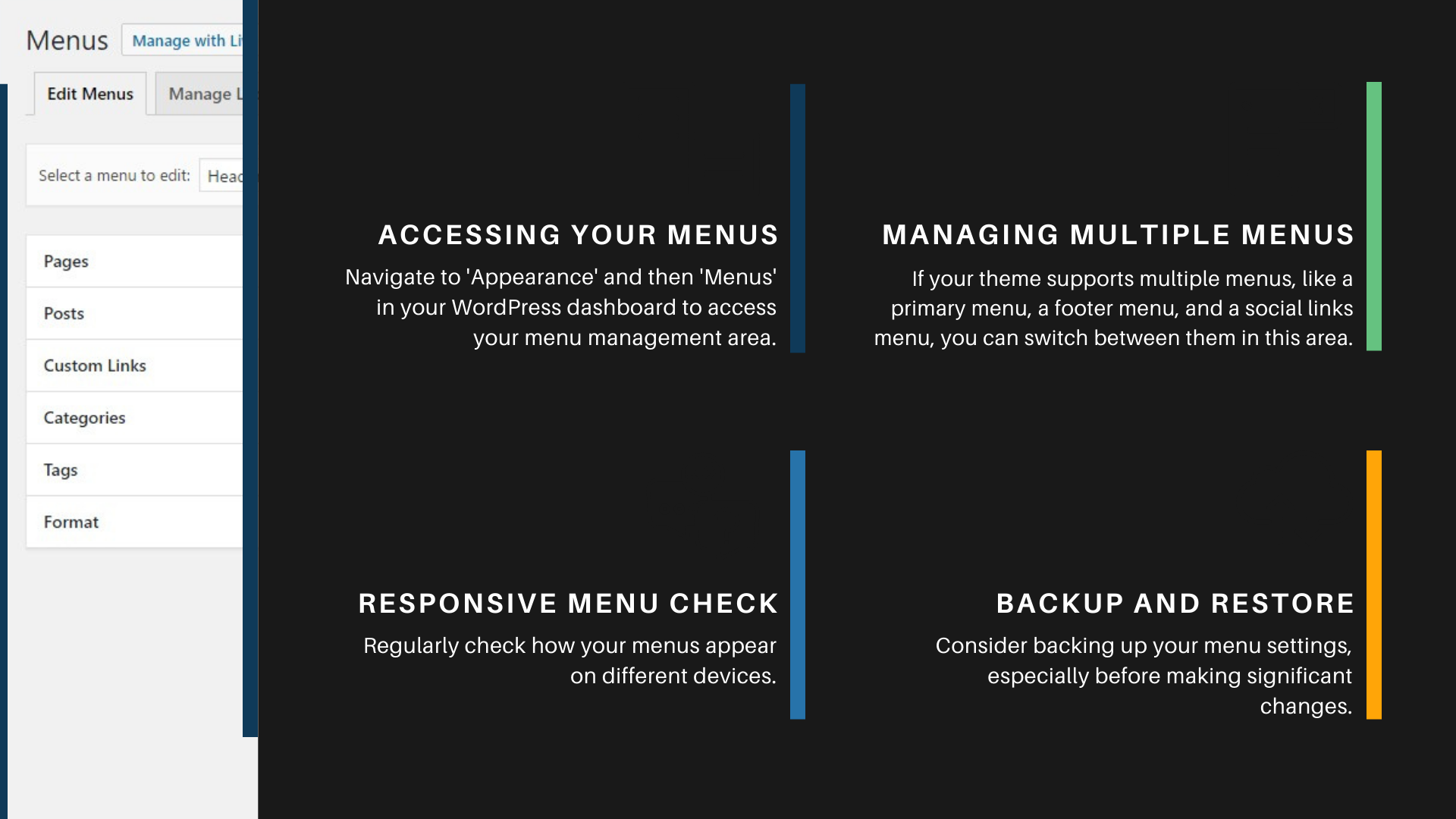 WordPress menu management