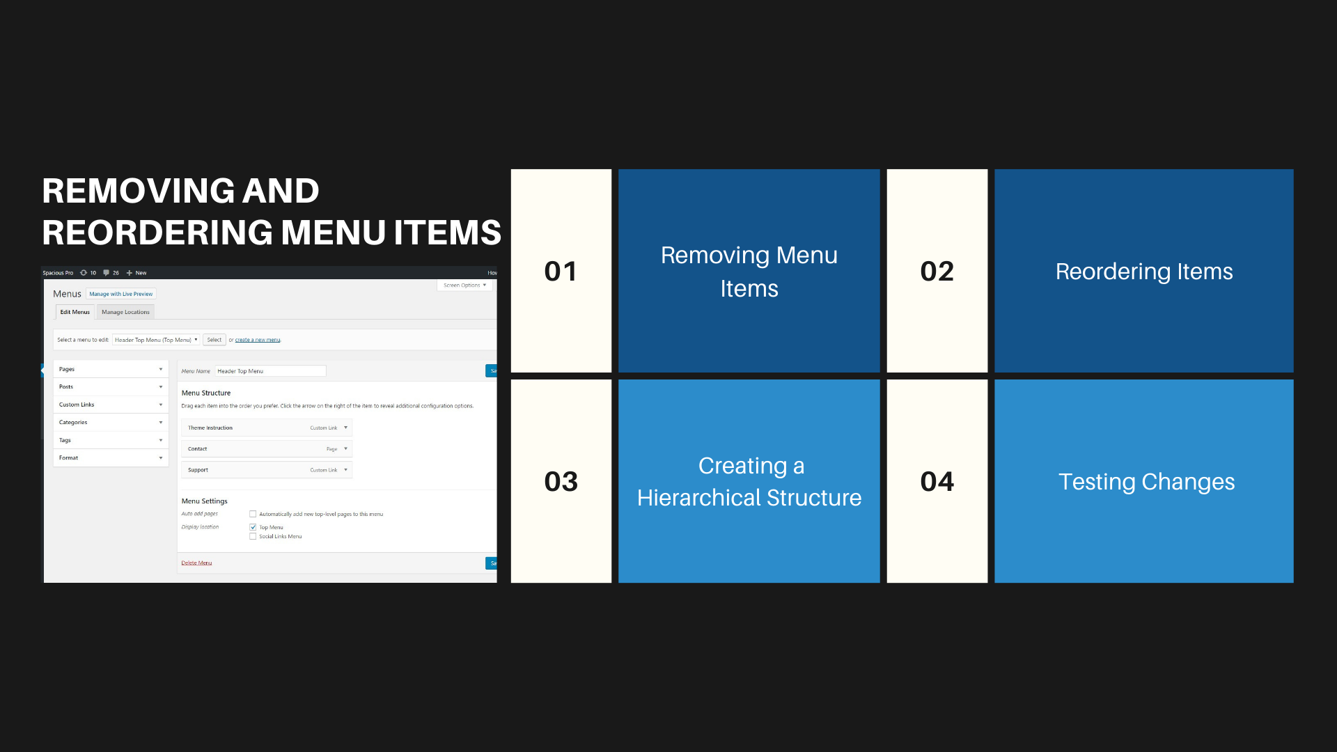 Removing and reordering WordPress menu items